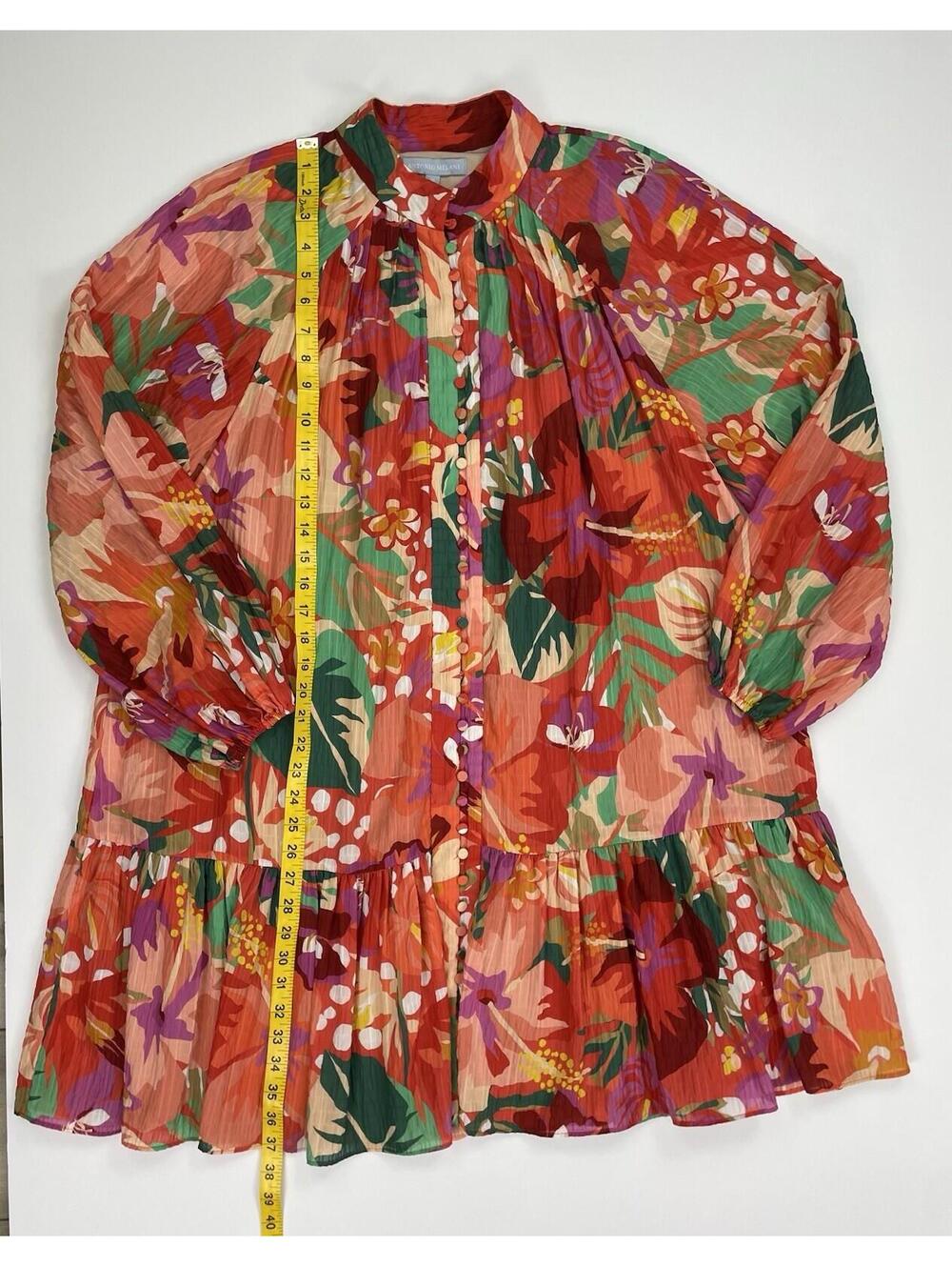 Antonio Melani Brynn Dress Tropical Mini Ruffle Swing Trapeze Missing Belt 10 - Picture 5 of 8